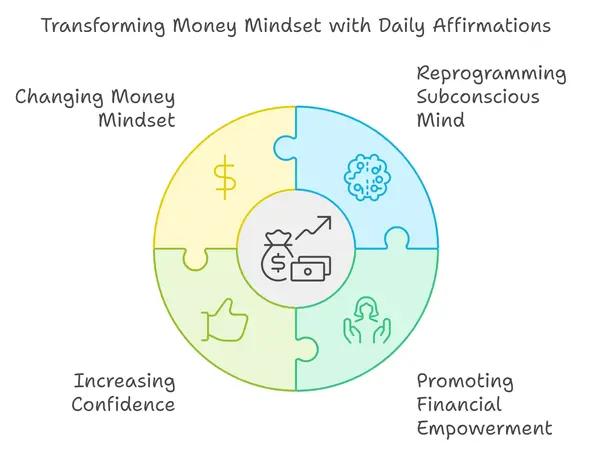 Infographics of transforming money mindset with daily affirmations