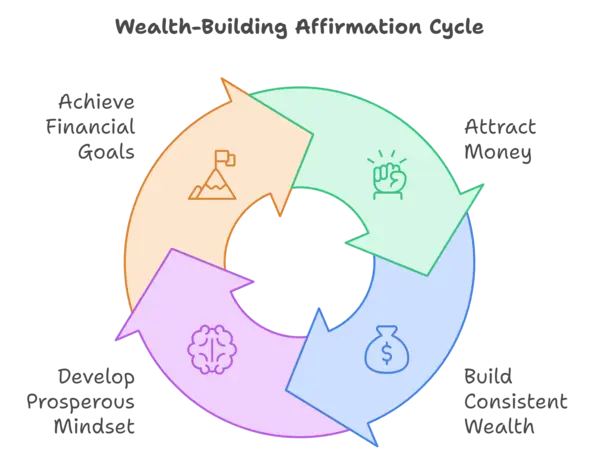 An infographics of wealth-building affirmation cycle