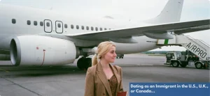 Young immigrant woman arriving in a new country, starting a dating journey
