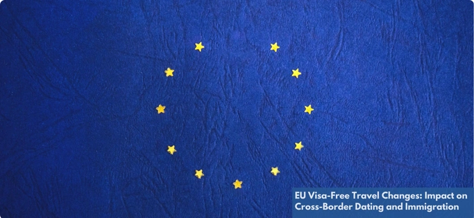 European Union flag highlighting the EU Visa-Free Travel Changes and their influence on cross-border dating, relationships, and immigration plans.