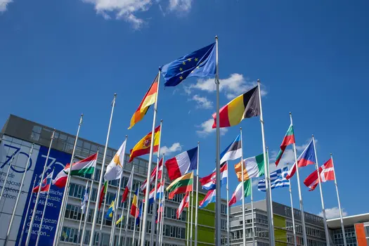 European Union member state flags representing the impact of EU Visa-Free Travel Changes on cross-border dating and immigration.