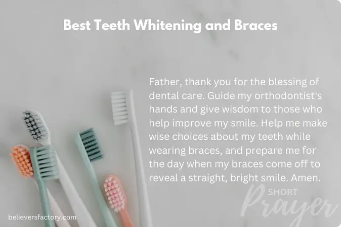Christian prayer image thanking God for dental care and wisdom during the teeth whitening and braces journey.