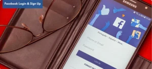 A smartphone showing the Facebook Login screen with a password recovery option, highlighting common mobile login problems.