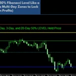 A USDCAD chart demonstrating a 58-pip profit as the price held at confluence of 7-Day, 3-Day, and 20-Day 50% Fibonacci Evoke levels, highlighting the strength of multi-timeframe analysis.